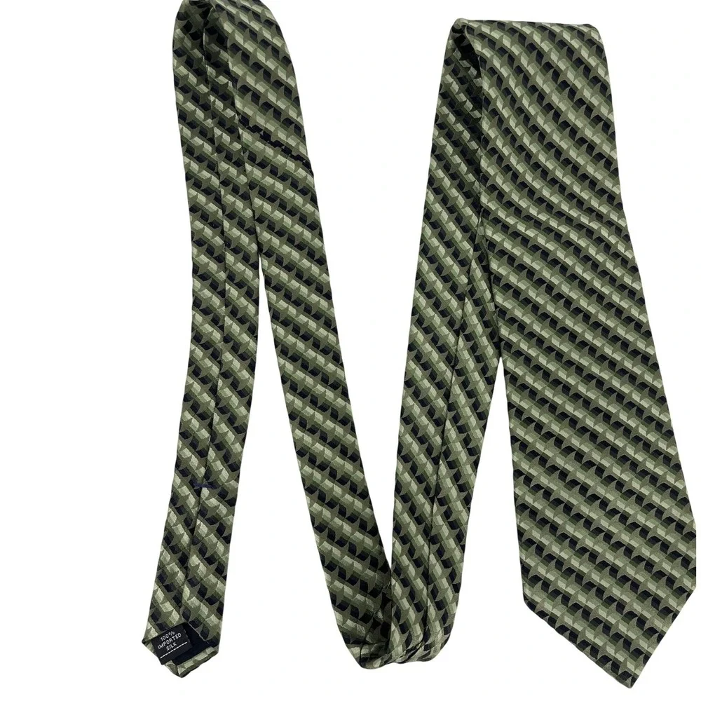 Croft & Barrow Mens Green‎ Geometric Silk 4 x 59
